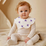 3 Pcs Set Pink Purple Print Soft Muslin Adjustable Button Closure & Wide Shoulder Size Bibs