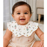 3 Pcs Set Pink Purple Print Soft Muslin Adjustable Button Closure & Wide Shoulder Size Bibs