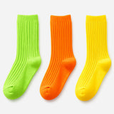 3pcs Fluoroscent Green, Orange, Yellow Socks set for kids, 2yrs - 5yrs