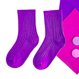 3pcs Fluoroscent Green, Violet, Pink Socks set for kids, 2yrs - 5yrs