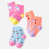 3pcs  Peach, Blue, Pink Animal print Socks set for kids