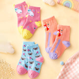 3pcs  Peach, Blue, Pink Animal print Socks set for kids