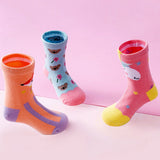 3pcs  Peach, Blue, Pink Animal print Socks set for kids