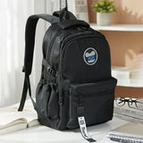 Solid Black Ted Glasses Badge School Backpack for Older Kids & Teens