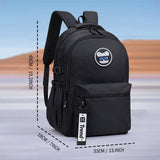 Solid Black Ted Glasses Badge School Backpack for Older Kids & Teens
