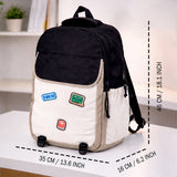 Black & Brown Badge styled School Backpack for Kids & Teens