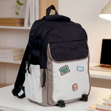 Black & Brown Badge styled School Backpack for Kids & Teens