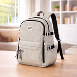 Black & Cream Checkered School Backpack with Bow & Heart Keychain for Kids & Teens