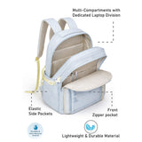 Pastel Blue Bow Multi-Pocket School Backpack for Kids & Teens