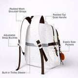 White Colorful Dots Doggy Print Backpack with Detachable Plush Dog Keychain for Kids
