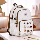 Black & Cream Checkered School Backpack with Bow & Heart Keychain for Kids & Teens