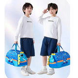 Blue 3d Dino Legs Theme Kids Duffle Bag for Classes and Travel, 5 years +