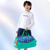 Green Happy Monster Theme Kids Duffle Bag for Classes and Travel, 5 years +