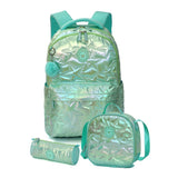 3pcs Shiny Mint Star Matching Backpack, Lunch Bag and Stationery Pouch, 8 yrs to Adults