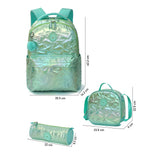 3pcs Shiny Mint Star Matching Backpack, Lunch Bag and Stationery Pouch, 8 yrs to Adults