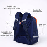 Navy Blue & Orange Fox School Backpack with Detachable Pouch for Kids