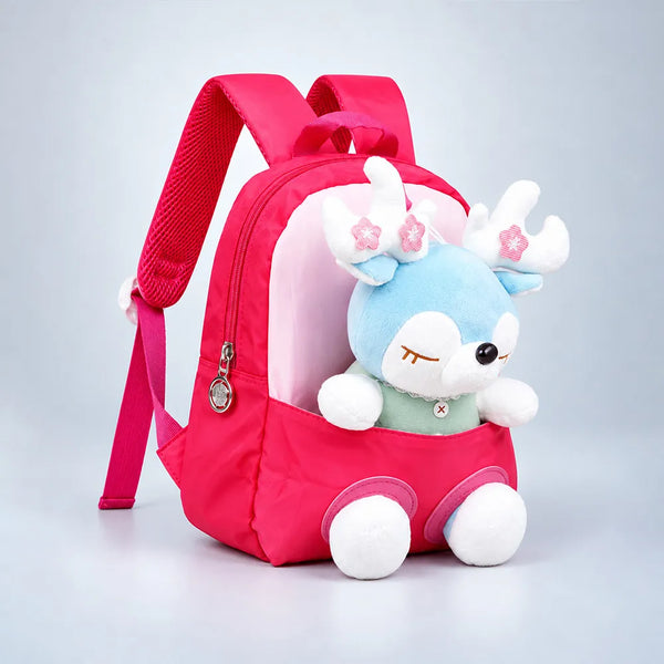 Fuschia Pink Reindeer Backpack with Removable Soft Toy for Toddlers ...