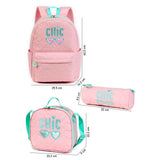 3pcs Pink Cool Glasses Matching Backpack, Lunch Bag and Stationery Pouch, 8 yrs to Adults