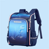 Shimmer Geometric Blue Dino School Backpack for Kids, 6 yrs-10 yrs
