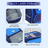 Cobalt & Dark Blue Crest Design School Backpack for Kids