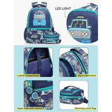 2pcs Monster Truck School Backpack & matching Lunchbag for Kids, 5yrs - 10 yrs