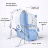 White & Blue Star Print, Ear Detailed School Backpack for Kids