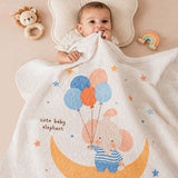 Baby Elephant with Balloons, Super Soft Muslin Cotton Blanket for Newborns & Infants with Free Storage Pouch