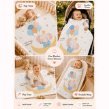 Baby Elephant with Balloons, Super Soft Muslin Cotton Blanket for Newborns & Infants with Free Storage Pouch
