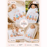 Bear Toy Train Super Soft Muslin Cotton Blanket for Newborns & Infants with Free Storage Pouch
