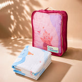 Blue Elephant & Rainbow Super Soft Muslin Cotton Blanket for Newborns & Infants with Free Storage Pouch