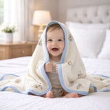 Blue Moon Teddy , Super Soft Breathable Pure Muslin Cotton Blanket for Newborns & Infants with free storage pouch