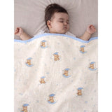 Blue Moon Teddy , Super Soft Breathable Pure Muslin Cotton Blanket for Newborns & Infants with free storage pouch