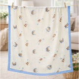 Blue Moon Teddy , Super Soft Breathable Pure Muslin Cotton Blanket for Newborns & Infants with free storage pouch