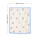 Blue Moon Teddy , Super Soft Breathable Pure Muslin Cotton Blanket for Newborns & Infants with free storage pouch