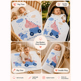 Cute Happy Dino Super Soft Muslin Cotton Blanket for Newborns & Infants with Free Storage Pouch
