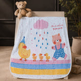 Party Ducklings & Bear Super Soft Muslin Cotton Blanket for Newborns & Infants with Free Storage Pouch