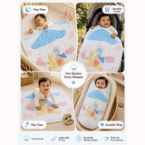 Flying Bunny Ride Super Soft Muslin Cotton Blanket for Newborns & Infants with Free Storage Pouch