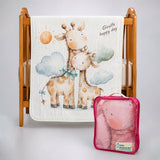 Giraffe Happy Day Super Soft Muslin Cotton Blanket for Newborns & Infants with Free Storage Pouch