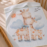 Giraffe Happy Day Super Soft Muslin Cotton Blanket for Newborns & Infants with Free Storage Pouch