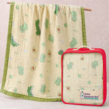 Green Dino & Avocado, Super Soft Breathable Pure Muslin Cotton Blanket for Newborns & Infants with free storage pouch
