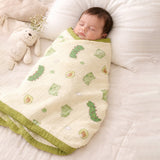 Green Dino & Avocado, Super Soft Breathable Pure Muslin Cotton Blanket for Newborns & Infants with free storage pouch