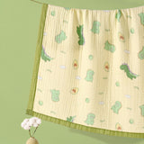 Green Dino & Avocado, Super Soft Breathable Pure Muslin Cotton Blanket for Newborns & Infants with free storage pouch