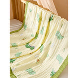 Green Dino & Avocado, Super Soft Breathable Pure Muslin Cotton Blanket for Newborns & Infants with free storage pouch