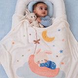 Sleeping Moon Baby Super Soft Muslin Cotton Blanket for Newborns & Infants with Free Storage Pouch