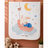 Sleeping Moon Baby Super Soft Muslin Cotton Blanket for Newborns & Infants with Free Storage Pouch