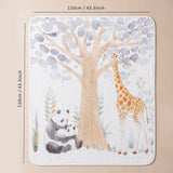 Panda & Giraffe Super Soft Muslin Cotton Blanket for Newborns & Infants with Free Storage Pouch