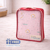 Pink Animal Parade, Super Soft Breathable Pure Muslin Cotton Blanket for Newborns & Infants with free storage pouch