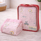 Pink Animal Parade, Super Soft Breathable Pure Muslin Cotton Blanket for Newborns & Infants with free storage pouch