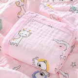 Pink Animal Parade, Super Soft Breathable Pure Muslin Cotton Blanket for Newborns & Infants with free storage pouch