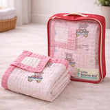 Pink Cart Teddy, Super Soft Breathable Pure Muslin Cotton Blanket for Newborns & Infants with free storage pouch